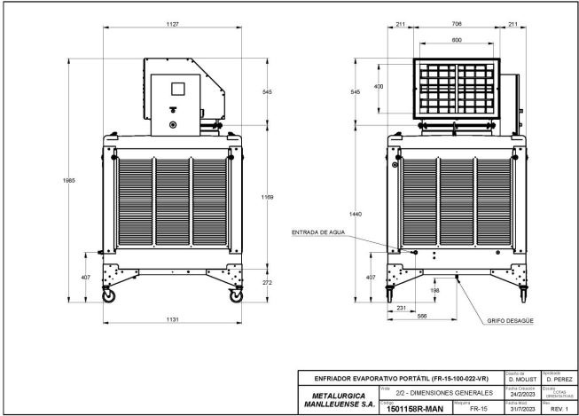 FR-15-100-022-VR Portable industrial evaporative cooler