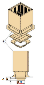 Roof curb with self-closing valve and round fitting for MDV 355/400